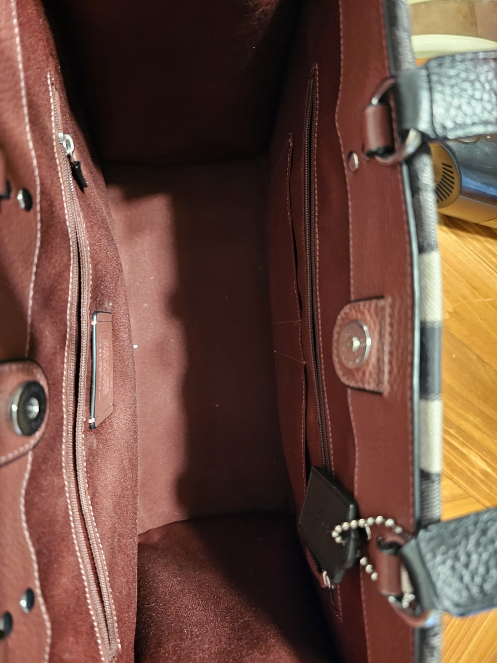Coach Women’s Signature Canvas Tote in Charcoal with Black Trim - Picture 5 of 7